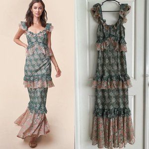Women's SugarLips Loni Lace Tiered Maxi Dress M NWT